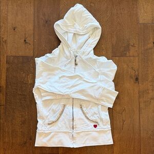 Kids White Hoodie with Heart Detail